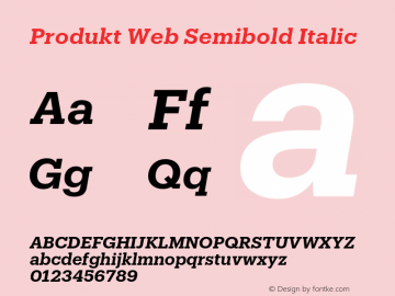Produkt Web Semibold Italic Version 1.1 2014 Font Sample