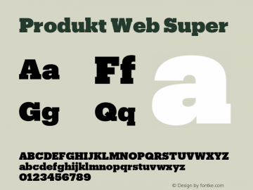 Produkt Web Super Regular Version 1.1 2014 Font Sample
