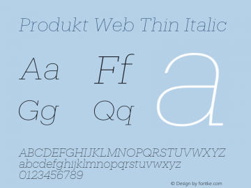 Produkt Web Thin Italic Version 1.1 2014 Font Sample