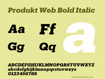 Produkt Web Bold Italic Version 1.1 2014 Font Sample
