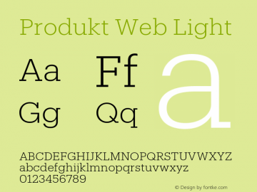 Produkt Web Light Regular Version 1.1 2014 Font Sample