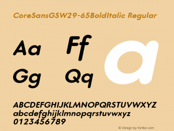 Core Sans GS W29 65 Bold Italic Version 1.20 Font Sample