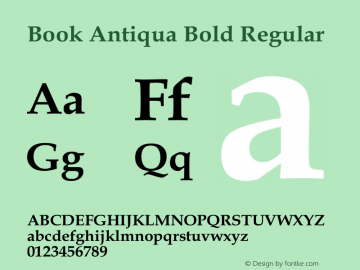 Book Antiqua Bold Regular Unknown Font Sample