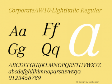 Corporate A W10 Light Italic Version 1.1图片样张