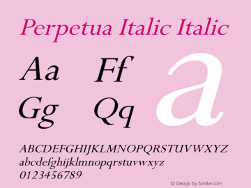 Perpetua Italic Italic Unknown图片样张