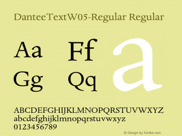 Dante eText W05 Regular Version 1.00 Font Sample