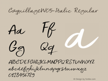 Coquillage W05 Italic Version 1.00 Font Sample