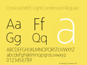 Corsica LX W05 Light Condensed Version 1.00 Font Sample