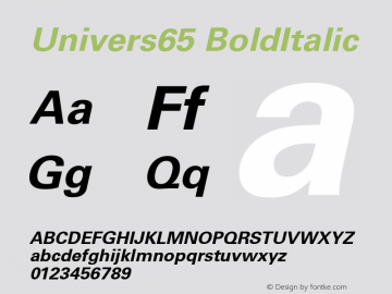 Univers65 BoldItalic Version 1.00图片样张