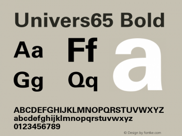 Univers65 Bold Version 1.00 Font Sample