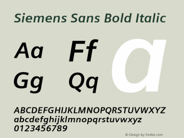 Siemens Sans Bold Italic Version 1.00图片样张