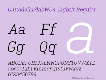 Ciutadella Slab W04 Light It Version 1.00 Font Sample