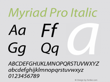 Myriad Pro Italic OTF 1.006;PS 001.000;Core 1.0.23;hotunix 1.28图片样张