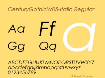 Century Gothic W05 Italic Version 1.20图片样张