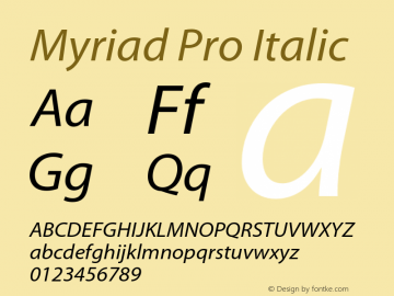 Myriad Pro Italic Version 2.007;PS 002.000;Core 1.0.38;makeotf.lib1.7.9032图片样张