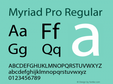 Myriad Pro Regular Version 2.106;PS 2.000;hotconv 1.0.70;makeotf.lib2.5.58329 Font Sample