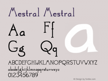 Mestral Mestral 1.0  (29-10-2001)  FREEWARE Font Sample
