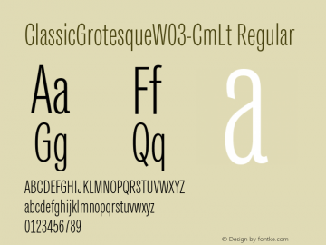 Classic Grotesque W03 Cm Lt Version 1.00 Font Sample