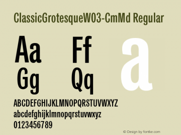 Classic Grotesque W03 Cm Md Version 1.00 Font Sample