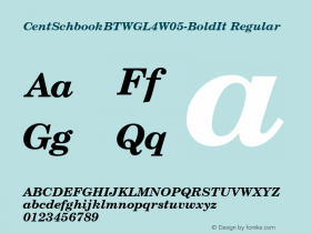 CentSchbook BT WGL4 W05 Bold It Version 2.10 Font Sample