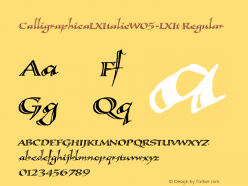 Calligraphica LX Italic W05LXIt Version 2.10 Font Sample