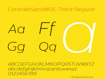 CentraleSans W05 Thin It Version 1.00 Font Sample