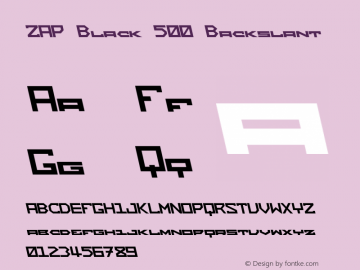 ZAP Black 500 Backslant Version 1.000;hotconv 1.0.109;makeotfexe 2.5.65596 Font Sample