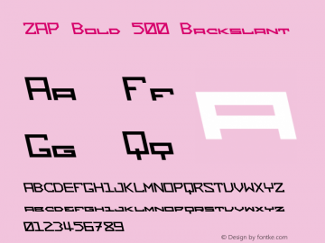 ZAP Bold 500 Backslant Version 1.000;hotconv 1.0.109;makeotfexe 2.5.65596 Font Sample