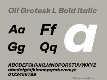 Oli Grotesk L Bold Italic Version 1.000 | w-rip DC20190830 Font Sample