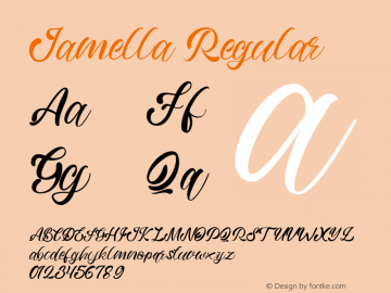 Jamella Version 1.000 Font Sample