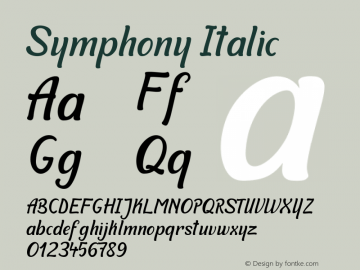 Symphony Italic Version 1.0 Font Sample