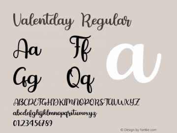 Valentday Version 1.00;December 21, 2020;FontCreator 13.0.0.2683 64-bit Font Sample