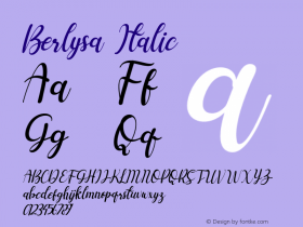 Berlysa Italic Version 1.00;December 26, 2020;FontCreator 13.0.0.2683 64-bit Font Sample