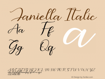 Janiella Italic Version 1.00;December 19, 2020;FontCreator 13.0.0.2683 64-bit图片样张