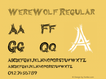 WereWolf Regular Macromedia Fontographer 4.1.5 11/3/01图片样张
