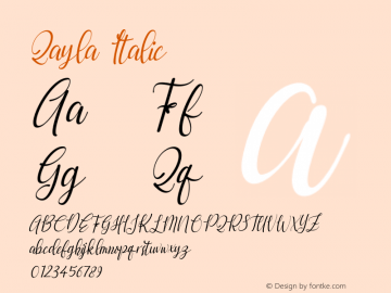 Qayla Italic Version 1.00;December 29, 2020;FontCreator 13.0.0.2683 64-bit图片样张