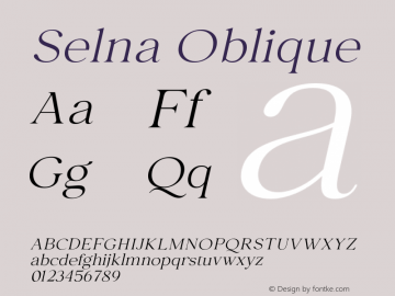 Selna Oblique Version 1.000;PS 001.000;hotconv 1.0.88;makeotf.lib2.5.64775 Font Sample