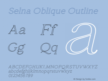 Selna Oblique Outline Version 1.000;PS 001.000;hotconv 1.0.88;makeotf.lib2.5.64775图片样张