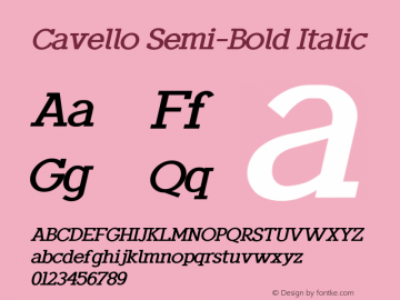 Cavello Semi-Bold Italic Version 1.00;December 28, 2020;FontCreator 13.0.0.2683 64-bit图片样张