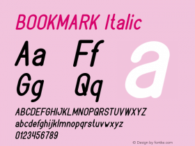 BOOKMARK Italic Version 1.00;January 20, 2020;FontCreator 11.5.0.2430 64-bit图片样张