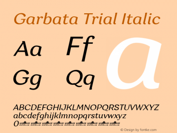 Garbata Trial Italic Version 1.000 Font Sample