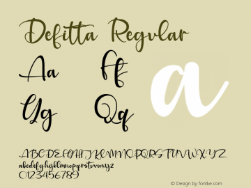 Defitta Version 1.00;July 6, 2020;FontCreator 12.0.0.2567 64-bit图片样张