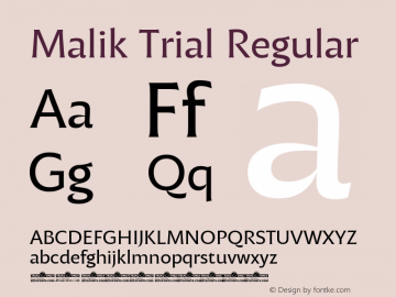 Malik Trial Regular Version 1.000 Font Sample