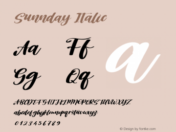 Sunnday Italic Version 1.00;October 14, 2020;FontCreator 12.0.0.2563 64-bit图片样张