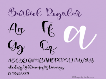 Barbiel Version 1.00;October 19, 2020;FontCreator 12.0.0.2567 64-bit Font Sample