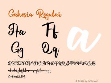 Gahesia Version 1.000 Font Sample