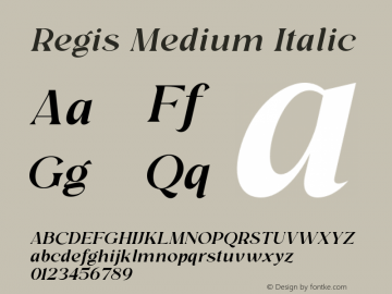 Regis-MediumItalic Version 1.000图片样张