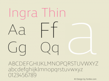 Ingra Thin Version 1.001 Font Sample