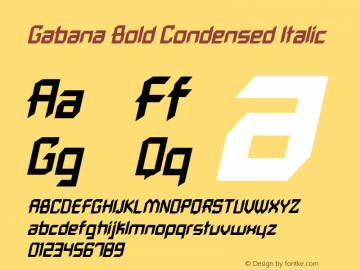 Gabana Bold Condensed Italic Version 1.000图片样张