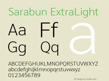 Sarabun ExtraLight Version 1.000 Font Sample